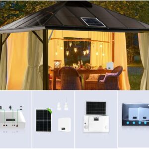 80Wh Portable Power Station with 2PCS 700LM Hanging LED Bulbs,2 USB 2A Ports,20000mAh Backup LiFePO4 Battery and 16W Solar Panel,Solar Generator for Garden,Shed,Barn,RV,Outdoors Camping Travel Hunting