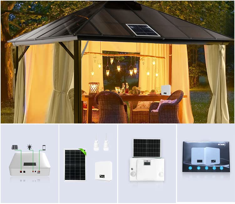 80Wh Portable Power Station with 2PCS 700LM Hanging LED Bulbs,2 USB 2A Ports,20000mAh Backup LiFePO4 Battery and 16W Solar Panel,Solar Generator for Garden,Shed,Barn,RV,Outdoors Camping Travel Hunting