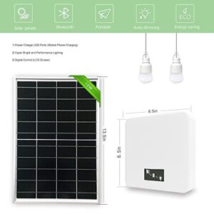 80Wh Portable Power Station with 2PCS 700LM Hanging LED Bulbs,2 USB 2A Ports,20000mAh Backup LiFePO4 Battery and 16W Solar Panel,Solar Generator for Garden,Shed,Barn,RV,Outdoors Camping Travel Hunting