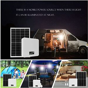 80Wh Portable Power Station with 2PCS 700LM Hanging LED Bulbs,2 USB 2A Ports,20000mAh Backup LiFePO4 Battery and 16W Solar Panel,Solar Generator for Garden,Shed,Barn,RV,Outdoors Camping Travel Hunting