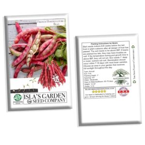 French Horticulture Bean Seeds for Planting, 50+ Heirloom Seeds Per Packet, (Isla's Garden Seeds), Non GMO Seeds, aka. Borlotti Bean, Botanical Name: Phaseolus vulgaris, Great Home Garden Gift