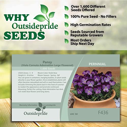 Outsidepride Viola Admiration Garden Flowers for Containers, Hanging Baskets, & Window Boxes - 1000 Seeds