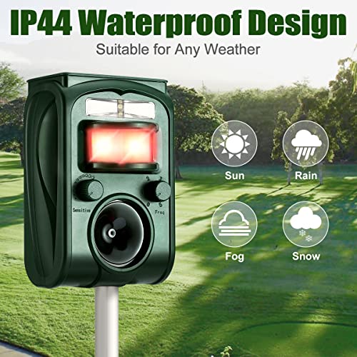 Wikomo 2023 Solar Powered Repellents Protectors Outdoor, Waterproof Solar Device with USB Charging, Flashing LED, 5 Working Modes, Suitable for Yard, Terrace, Campsite, Garden, Farm-Green