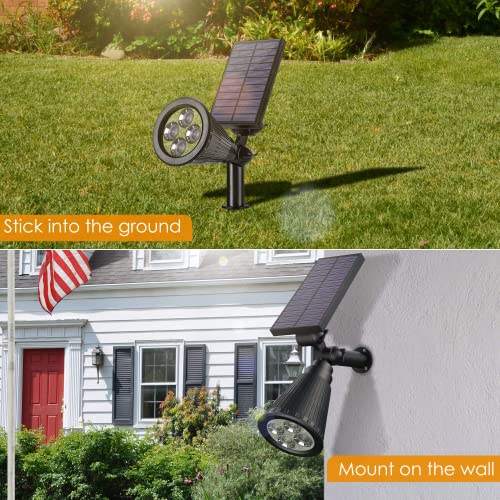 JACKYLED Solar Outdoor Lights, IP67 Waterproof Solar Spot Lights 2-in-1 Wall Light Decorative Lighting for Yard Landscape Lighting Wall Lights Auto On/Off for Pathway Garden, Pack of 4 (Warm)