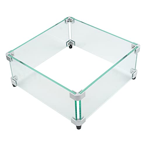 Fire Pit Wind Guard Square, 18 x 18 x 6 Inches Glass Wind Guard for Fire Pit Square