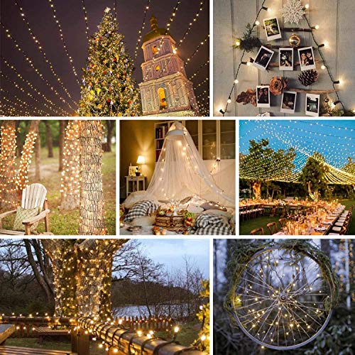 Upgraded 82FT 200 LED Christmas String Lights Outdoor/Indoor, Extendable Green Wire, Memory Function & Timer & 8 Modes, Waterproof Fairy String Lights for Xmas Tree Holiday Party Garden (Warm White)