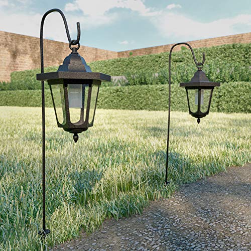 Pure Garden 50-LG1056 Solar Coach Lights-26” Outdoor Lighting with Hanging Hooks for Garden, Path, Landscape, Patio, Driveway Walkway-Set of 2