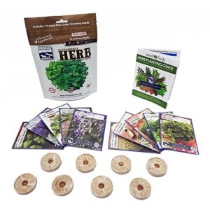 culinary herb seeds outdoor & indoor herb garden kit – 10 herb garden seeds for planting & 8 instant soil pucks – basil seeds, cilantro seeds, lavender seeds, rosemary seeds, thyme seeds, & more