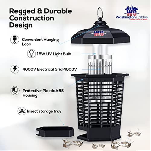 Bug Zapper Electronic Mosquito Trap Zapper, Energy-Saving Insect/Fly Bug Light Trap Zapper Killer for Home Backyard Garden Patio, Outdoor and Indoor Bug Zapper (Black)