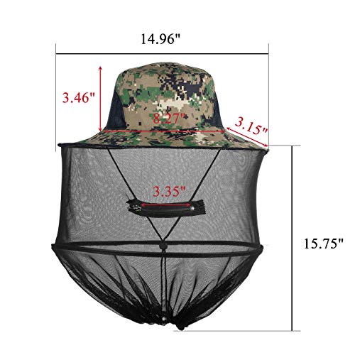 CozyCabin Head Net Hat with Hidden Mesh, Outdoor Fishing Hat Sun Hat for Outdoor Lover Men or Women (Green Digital Camouflage)