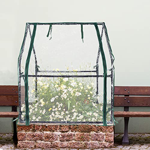 Gardzen Mini Greenhouse Heavy Duty Portable Green House, Clear Tent Indoor or Outdoor for Plants 36.2”(L) x36.2”(W) x42.5”(H)