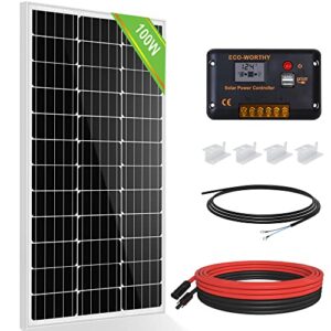 eco-worthy 100 watt 12 volt solar panel kit for rv battery boat trailer cabin garden shed home: 100w solar panel+30a pwm charge controller+ tray cable + z mounting brackets