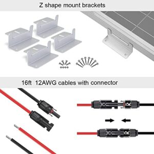 ECO-WORTHY 100 Watt 12 Volt Solar Panel Kit for RV Battery Boat Trailer Cabin Garden Shed Home: 100W Solar Panel+30A PWM Charge Controller+ Tray Cable + Z Mounting Brackets