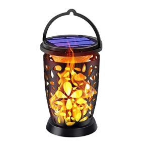 ambaret solar lantern dancing outdoor lights garden hanging lantern, flame decorative lighting ,solar powered waterproof flame candle mission lights for table,outdoor, party, patio,trees, 1 pack