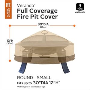 Classic Accessories Veranda Water-Resistant 30 Inch Round Fire Pit Cover, Patio Furniture Covers