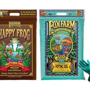 Fox Farm Ocean Forest and Happy Frog Potting Soil Organic Natural Soil Mix for Indoor and Outdoor Plants - Organic Plant Fertilizer - (12 Quart). - (Bundled with Pearsons Protective Gloves) (2 Pack)
