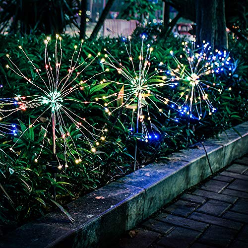 EPIC GADGET Solar Firework Light, 105 LED Multi Color Outdoor Firework Solar Garden Decorative Lights for Walkway Pathway Backyard Christmas Decoration Parties (2 Pieces)