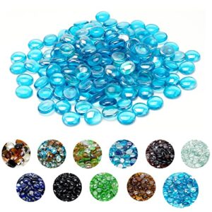 skyflame 10-pound fire glass beads for fire pit fireplace, 1/2-inch size caribbean blue luster decorative blended fireglass drops for landscaping
