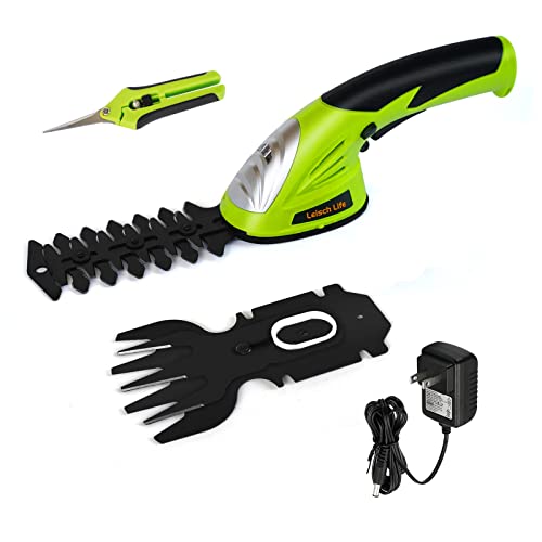 Leisch Life Cordless Grass Shear & Shrubbery Trimmer - 2 in 1 Handheld Hedge Trimmer Electric Grass Trimmer Hedge Shears w/Pruning Scissor Rechargeable Lithium-Ion Battery and Charger Included