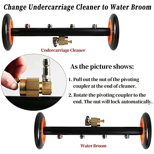 Sooprinse Pressure Washer Undercarriage Cleaner, 16 Inch Dual-Function Undercarriage Water Broom, with 3 PCS Extension Wand and Wash Mitt, 4000 PSI