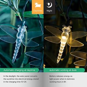 HEYFUNi Solar String Lights, 2 Pack 19.6FT 30 LED Solar Dragonfly Lights,8 Modes Waterproof Outdoor String Lights for Garden Patio Gate Yard Party Wedding Outdoor Decor(Warm White)