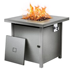 ciays propane fire pits 28 inch outdoor gas fire pit, 50,000 btu steel fire table with lid & lava rock, add warmth & ambience to gatherings & parties on patio deck garden backyard, gray (cifpt3n)