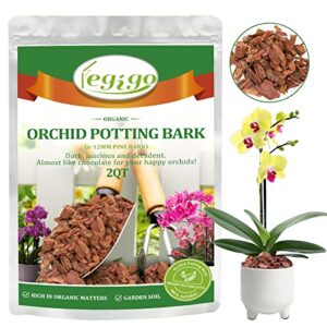 legigo 2 quarts organic orchid potting bark- all natural orchid bark potting mix pine bark wood chips for houseplant mulch, orchid plants root development, mulch for potted plants