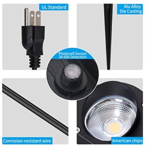 AOTSTIK 18W Outdoor LED Spotlight with Photocell Sensor Waterproof Dusk to Dawn Landscape Lighting 5000K Neutral Light for Tree Yard Flag Garden Decor 3 FT UL Cord with US 3-Plug in (1 Pack)