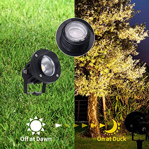 AOTSTIK 18W Outdoor LED Spotlight with Photocell Sensor Waterproof Dusk to Dawn Landscape Lighting 5000K Neutral Light for Tree Yard Flag Garden Decor 3 FT UL Cord with US 3-Plug in (1 Pack)