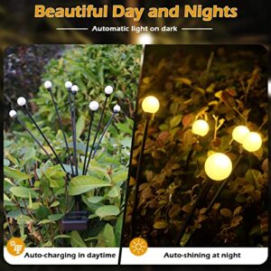 Solar Garden Lights, 6 Led Solar Swaying Light, Sway by Wind, Solar Outdoor Lights,Solar Garden Decorative Lights Yard Patio Pathway Decoration (Warm White, 6 LED Bulbs-2PACK)