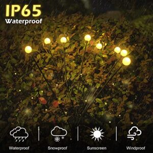 Solar Garden Lights, 6 Led Solar Swaying Light, Sway by Wind, Solar Outdoor Lights,Solar Garden Decorative Lights Yard Patio Pathway Decoration (Warm White, 6 LED Bulbs-2PACK)