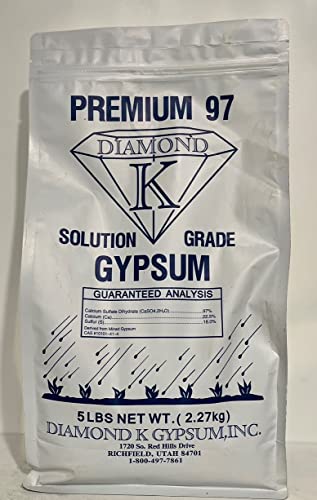 Premium 97 Gypsum-Solution Grade Calcium Sulfate Dihydrate Organic Garden Gypsum, Purest, Most Soluble Mined Gypsum in The World. Improves Crop Quality and Yields.