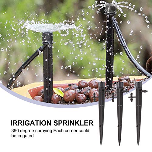 generic 30pcs Drip Emitters Adjustable 360 Degree Water Flow Irrigation Drippers on Stake 8 Holes Ground Black