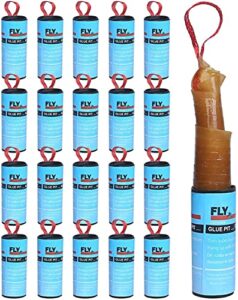 dwcom 20 pack sticky fly traps hanging, fly paper strips fly ribbon catcher gnat mosquito for house, kitchen, bullpen, stable, pasture