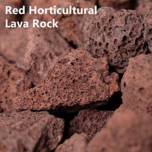 Ausluru 5lbs Natural Lava Rocks Fire Stone Granules, Volcanic Fire Pit Lava Rocks Ideal for Fireplaces Fire Pits, Garden Decorative Landscaping, Plants Cultivation and Aquariums, Red