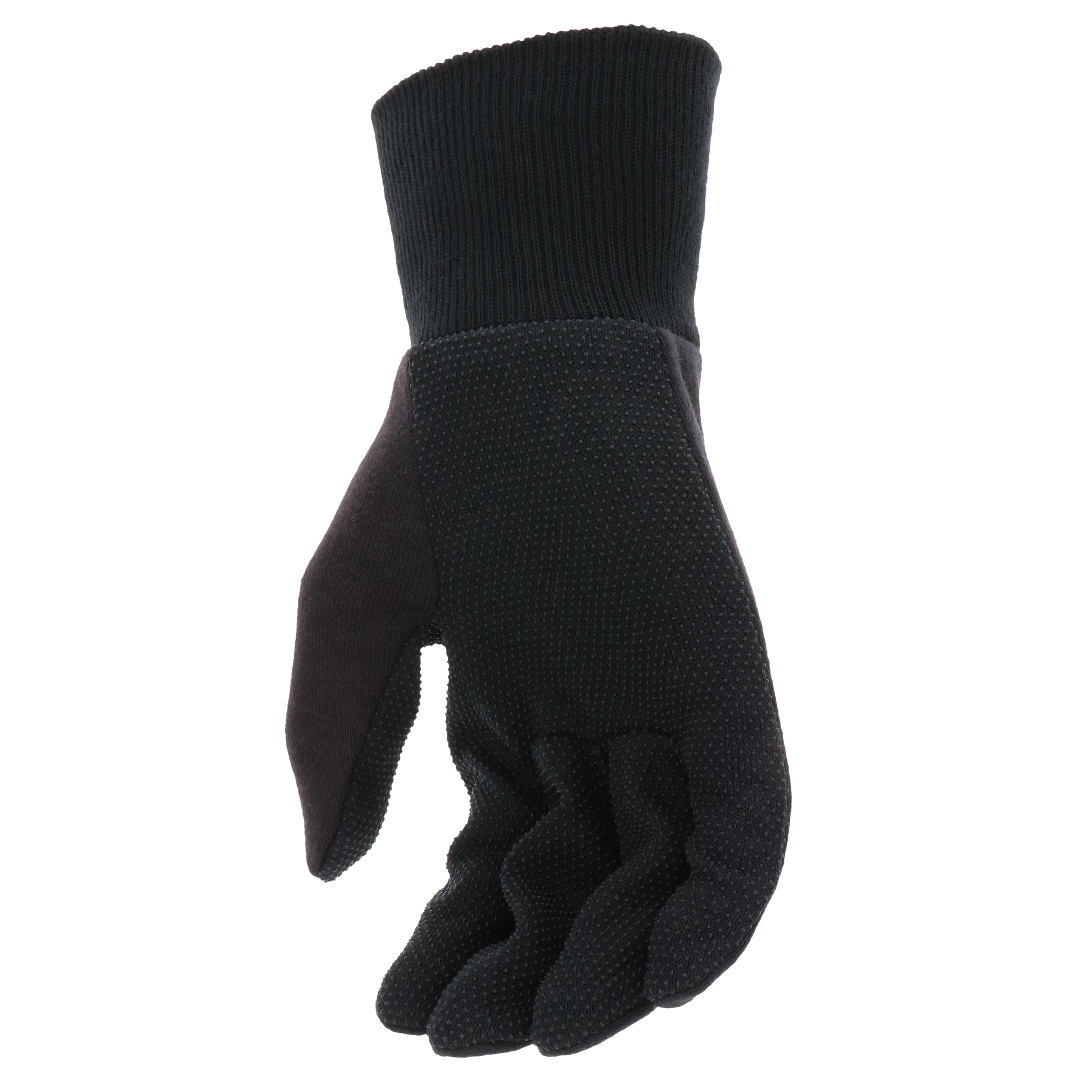 Cat® CAT015400L Cotton Jersey Work Gloves – Black, Large, Breathable, Gunn-Cut PVC Micro Dot Palm Gloves with Knit Wrists