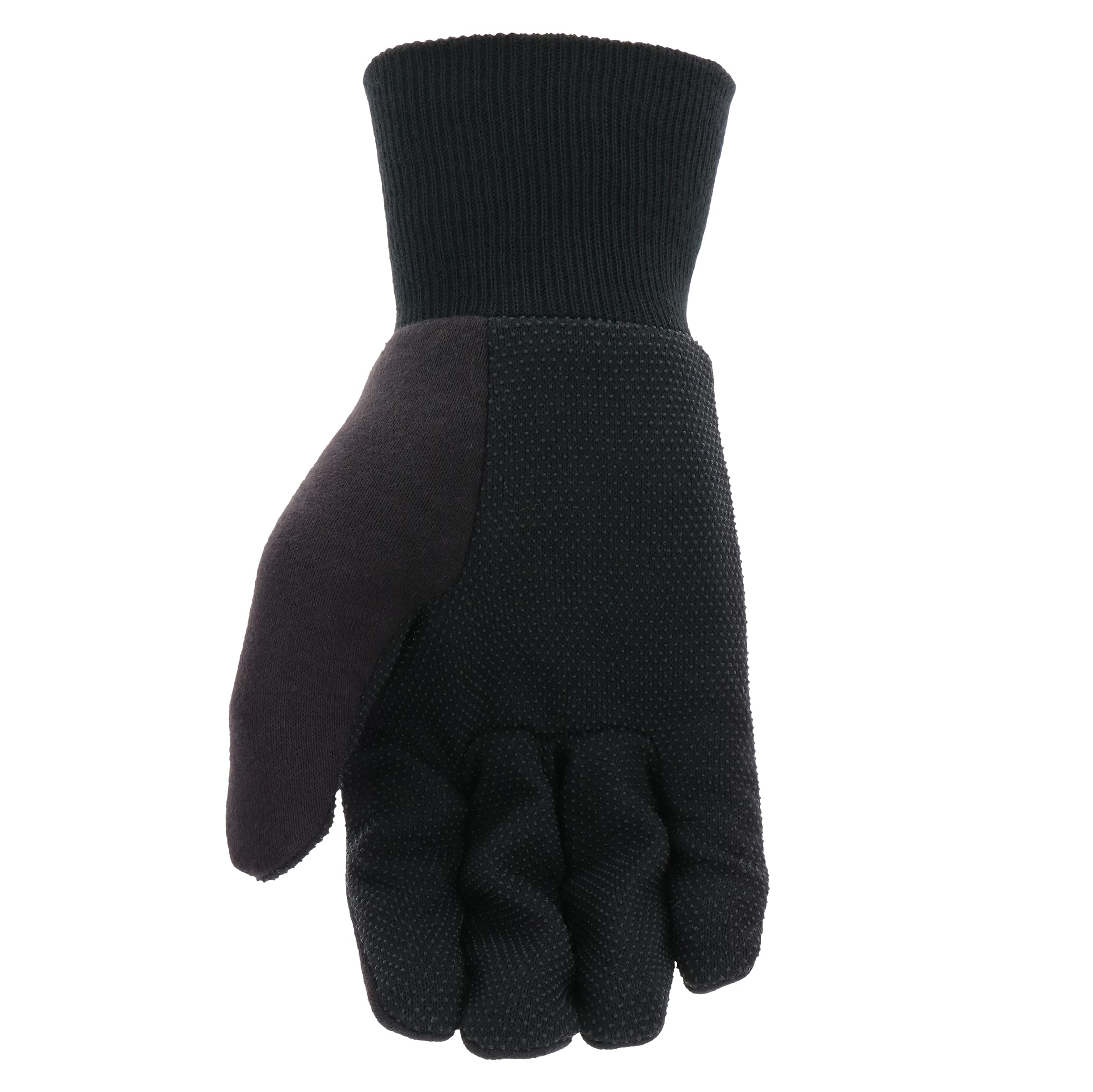 Cat® CAT015400L Cotton Jersey Work Gloves – Black, Large, Breathable, Gunn-Cut PVC Micro Dot Palm Gloves with Knit Wrists