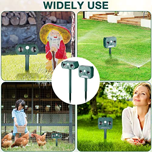 Qualirey 8 Pack Ultrasonic Dog Repellent Stakes Solar Powered Outdoor Ultrasonic Cat Deterrent, Gopher Animal Chaser Control, Rodent Repellent and Deterrent for Farm Garden Yard, Dogs, Cats, Birds
