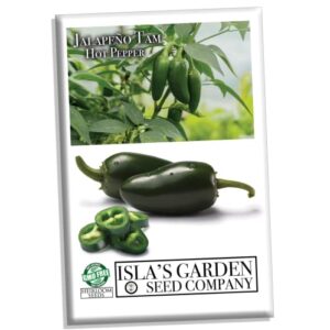 jalapeño tam hot peppers seeds for planting, 50+ heirloom seeds per packet, (isla’s garden seeds), non gmo seeds, botanical name: capsicum annuum, great home garden gift
