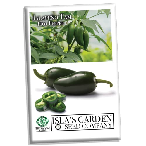 Jalapeño Tam Hot Peppers Seeds for Planting, 50+ Heirloom Seeds Per Packet, (Isla's Garden Seeds), Non GMO Seeds, Botanical Name: Capsicum annuum, Great Home Garden Gift