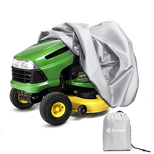 BROSYDA Lawn Mower Cover, 420D Heavy Duty Riding Lawn Mower Cover, Durable Oxford Fabric, UV Water Resistant Lawn Tractor Cover with Storage Bag 72"L x 54"W x 46"H