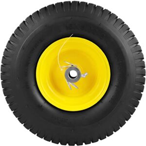 15x6.00-6 Lawn Mower Tires with Wheel,Front Tire Assembly Replacement for John Deere,Craftsman,Cub Cadet and More Lawn &Garden Riding Mower,4 Ply Tubeless,570lbs Capacity,3" Offset Hub