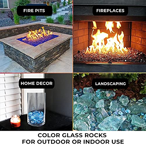 Z Zennister Fire Pit Glass Rocks,  High Luster, 1/2" Reflective Tempered Fire Glass in Silver, 10 Pound Jar  for Natural or Propane Fireplace, Crushed Glass Stones for Firepit, Garden or Patio
