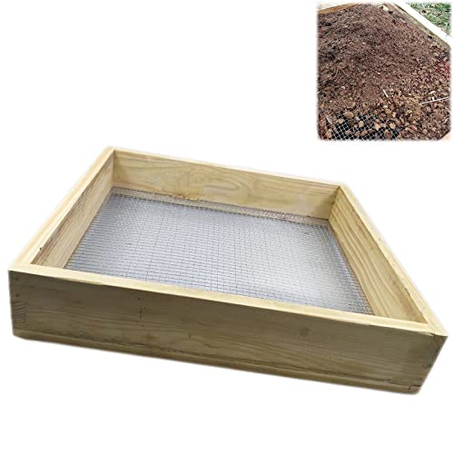 ZYSM Sifter for Garden, Hand Held Multi-Purpose Wood Compost Soil Screen Dirt Cedar Garden Sifter for Compost Sifting Soil, Dirt, Peat Moss and Potting Soil 01