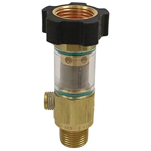 Stens 758-523 Inlet Filter, Integrated Garden Hose nut, 3/4 Garden Hose Outlet, 1/2 NPT Male Inlet, 15-150 PSI