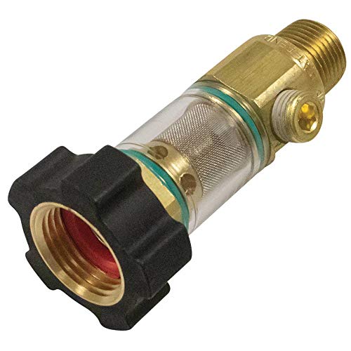 Stens 758-523 Inlet Filter, Integrated Garden Hose nut, 3/4 Garden Hose Outlet, 1/2 NPT Male Inlet, 15-150 PSI