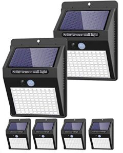 kolpop 6 pack solar lights outdoor, 3 modes/100led solar security lights wireless ip65 waterproof solar motion lights outdoor solar wall lights outdoor lights for front door, backyard, garage, deck