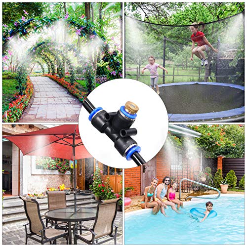 Hotop Fan Misting Kit, Outdoor Fan Misting Cooling System with 6 Brass Mist Nozzles Brass Adapter 19.68 Feet Misting Line 20 Cable Tie for Cooling Patio Garden Greenhouse Breeze Connect to Outdoor Fan