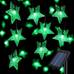 semilits solar string lights 50leds crystal star christmas lights for st. patrick’s day garden patio decorations (green)