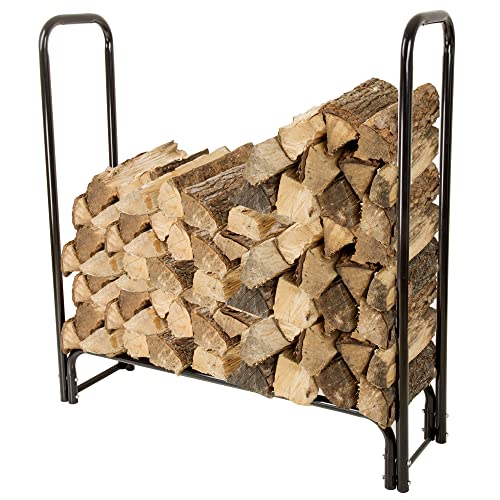 Pure Garden 4 Foot Firewood Log Rack, Black